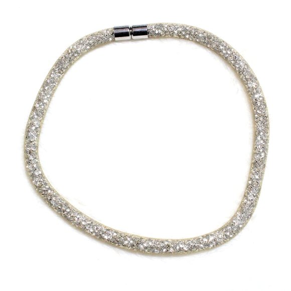 Delicate Shining Diamante Crystal Filled Mesh Choker Necklace - Picture 1 of 5